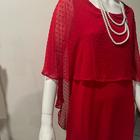 glamour nights red cape dress/size 14/nwt - Picture 12 of 15